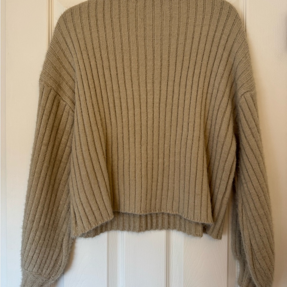Cozy Ribbed Tan Sweater - Picture 3 of 3